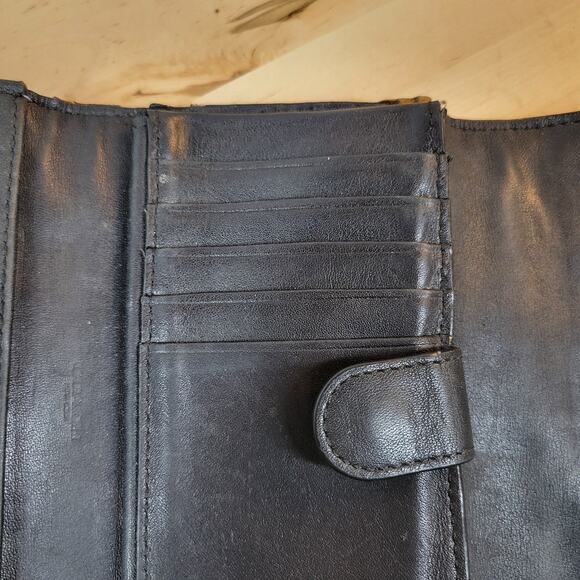Vintage Coach Crossbody Wallet‎ Womens 6"x4" Black Envelope Leather TriFold Bag - Picture 11 of 12